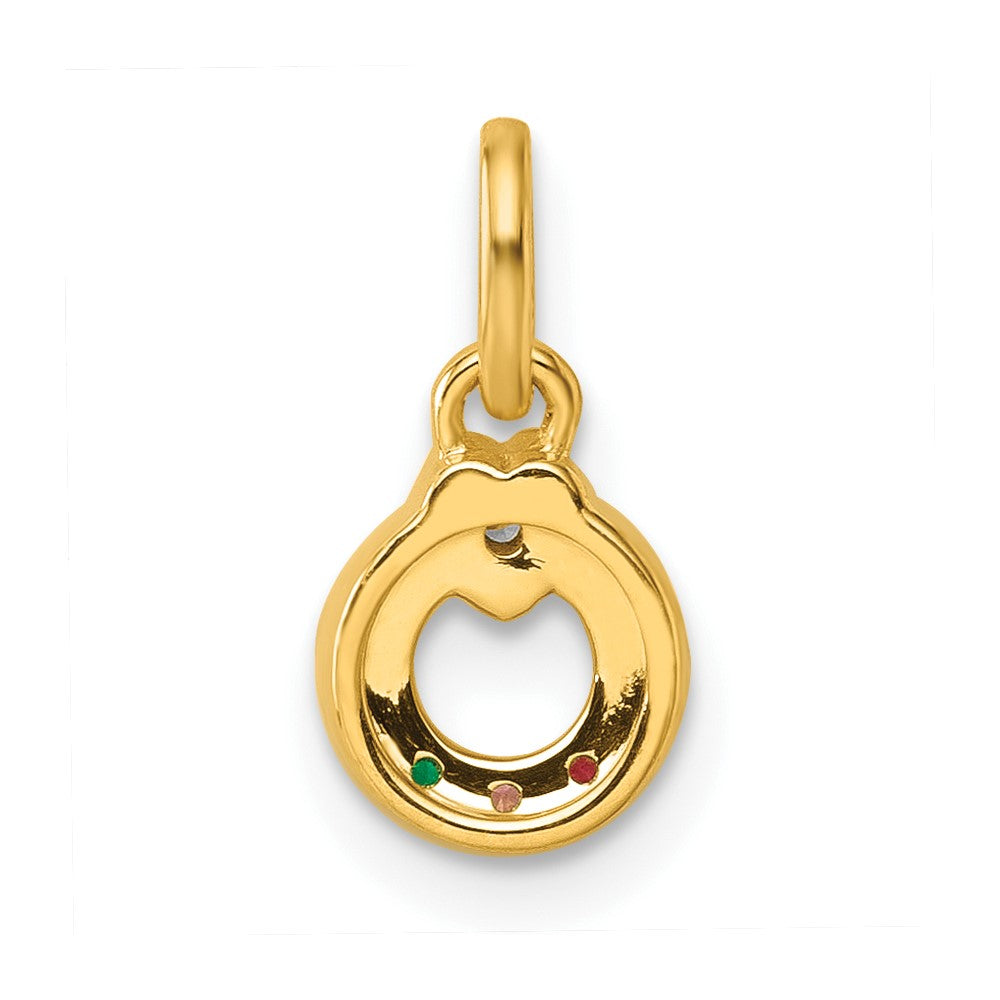 14K Gelbgold Diamant. Herz mit 3 Synthetisch Geburtsstein Mutter Kreis Anhänger
