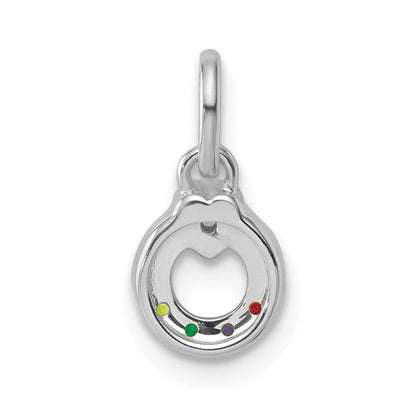 14K Weißgold Wg Diamant. Herz mit 4 Echt Geburtsstein Mutter Kreis Anhänger