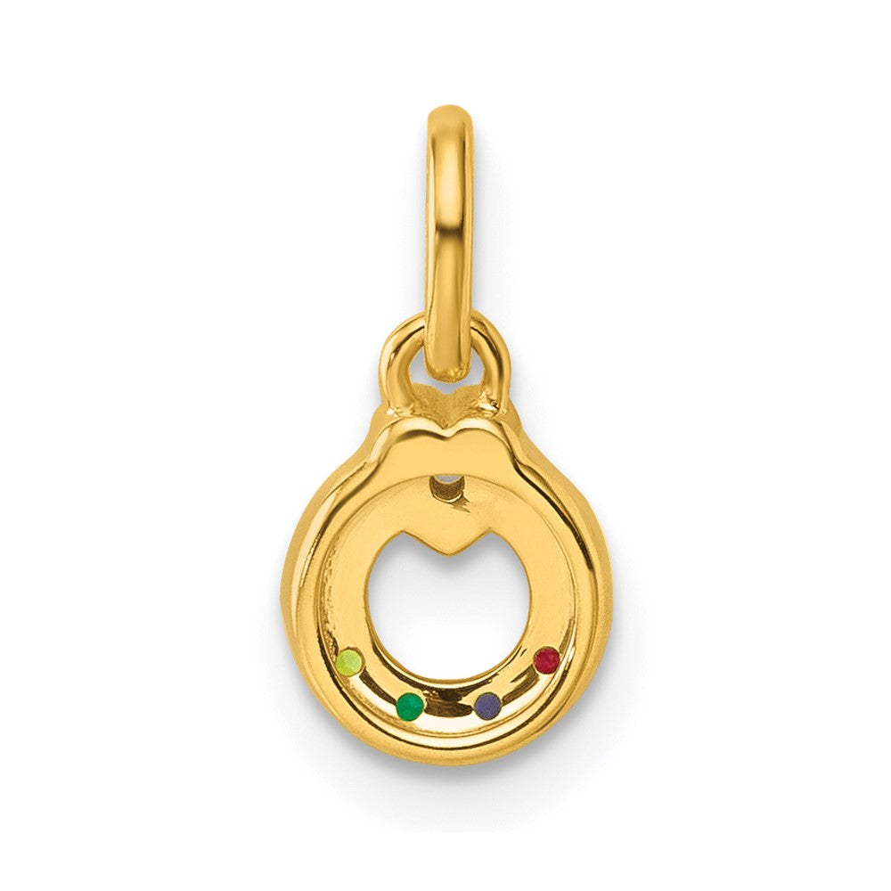 14K Gelbgold Diamant. Herz mit 4 Synthetisch Geburtsstein Mutter Kreis Anhänger
