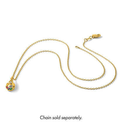 14K Gelbgold Diamant. Herz mit 4 Echt Geburtsstein Mutter Kreis Anhänger