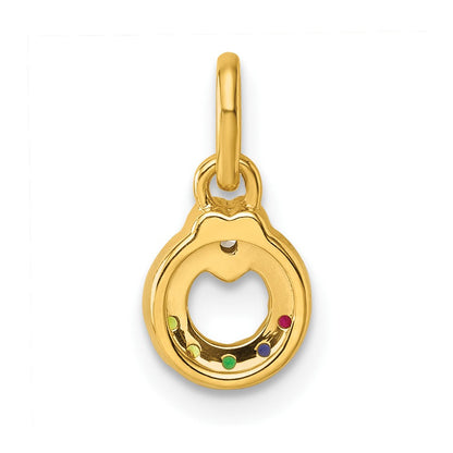 14K Gelbgold Diamant. Herz mit 5 Synthetisch Geburtsstein Mutter Kreis Anhänger