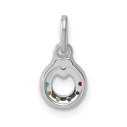14K Weißgold Wg Diamant. Herz mit 6 Synthetisch Geburtsstein Mutter Kreis Anhänger