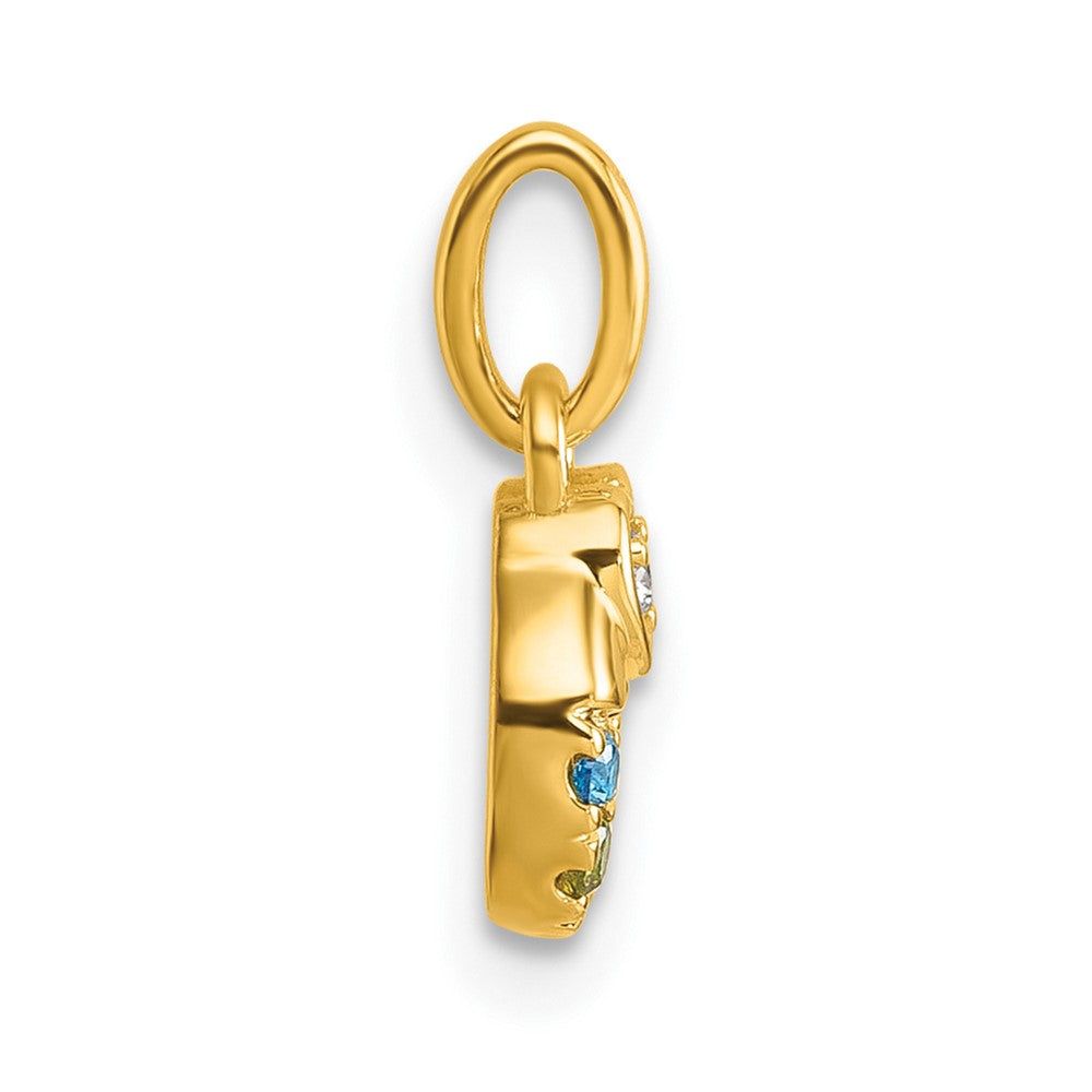 14K Gelbgold Diamant. Herz mit 6 Synthetisch Geburtsstein Mutter Kreis Anhänger