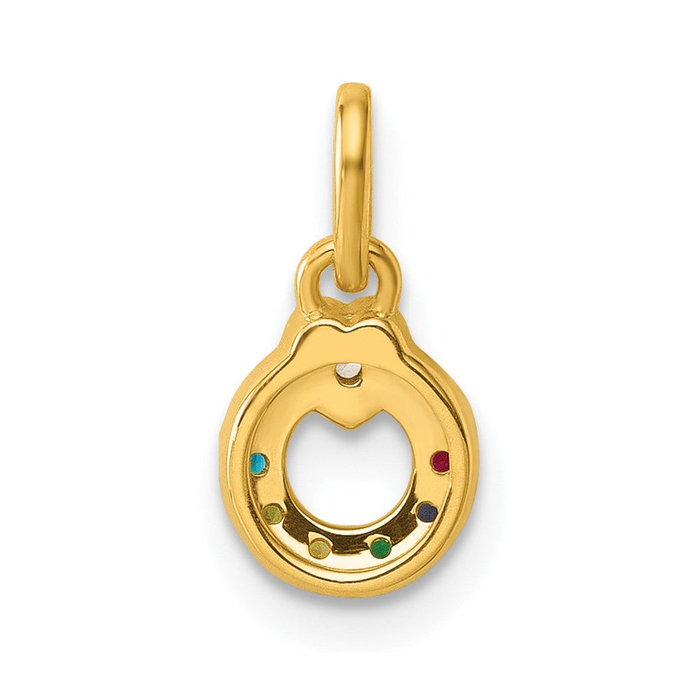 14K Gelbgold Diamant. Herz mit 6 Echt Geburtsstein Mutter Kreis Anhänger
