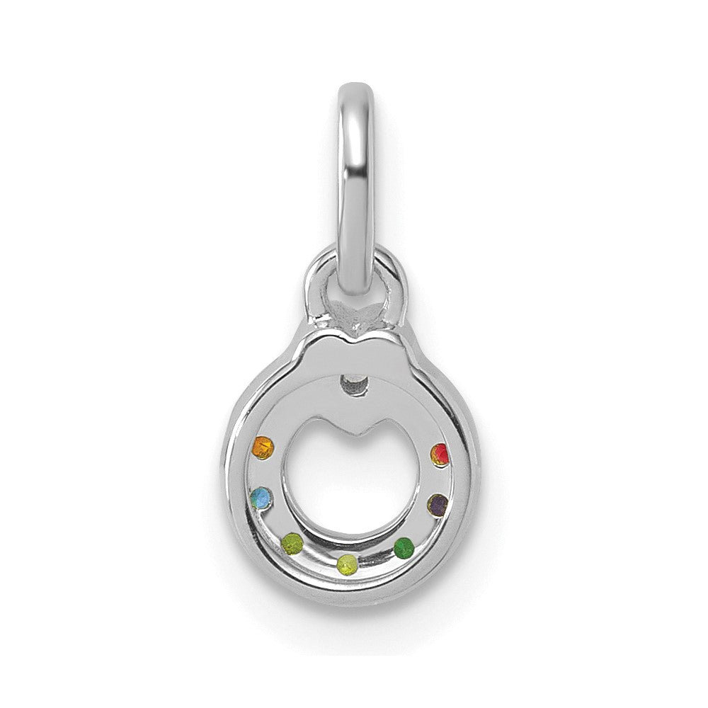 14K Weißgold Wg Diamant. Herz mit 7 Synthetisch Geburtsstein Mutter Kreis Anhänger