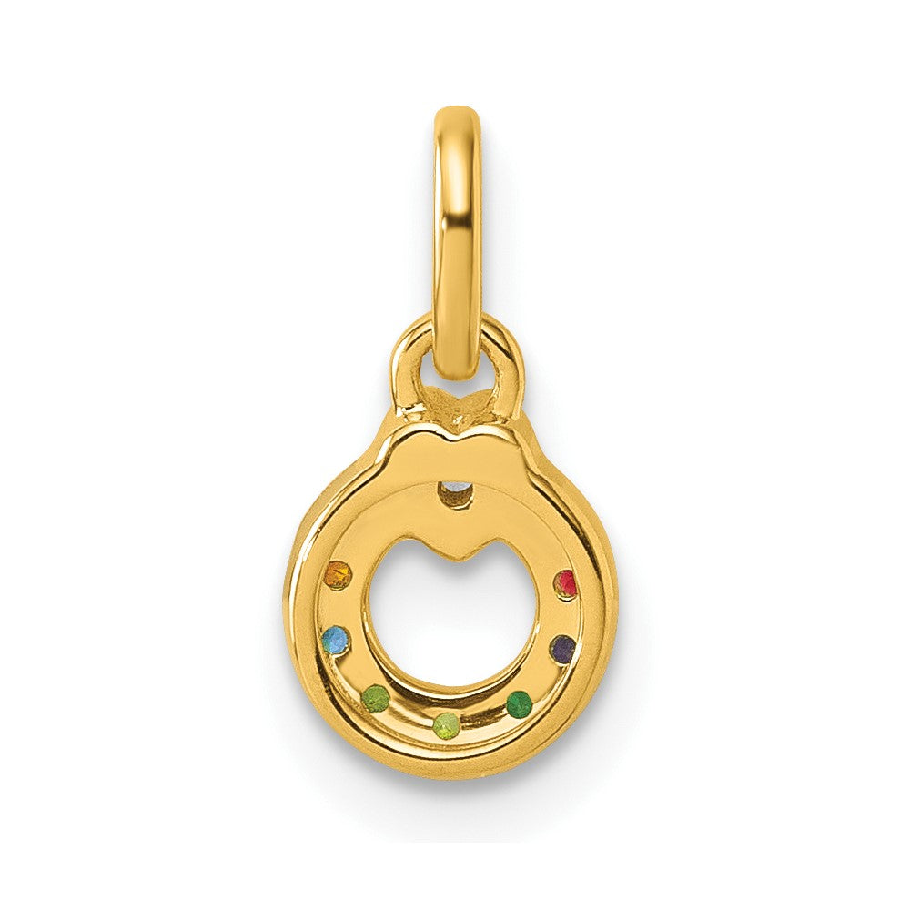 14K Gelbgold Diamant. Herz mit 7 Echt Geburtsstein Mutter Kreis Anhänger