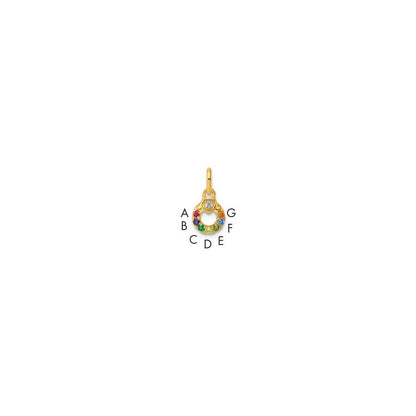 14K Gelbgold Diamant. Herz mit 7 Echt Geburtsstein Mutter Kreis Anhänger