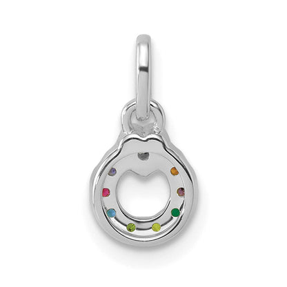 14K Weißgold Wg Diamant. Herz mit 8 Synthetisch Geburtsstein Mutter Kreis Anhänger
