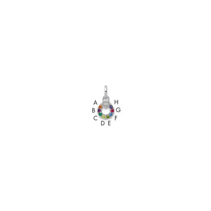 14K Weißgold Wg Diamant. Herz mit 8 Echt Geburtsstein Mutter Kreis Anhänger