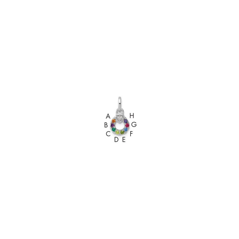 14K Weißgold Wg Diamant. Herz mit 8 Echt Geburtsstein Mutter Kreis Anhänger