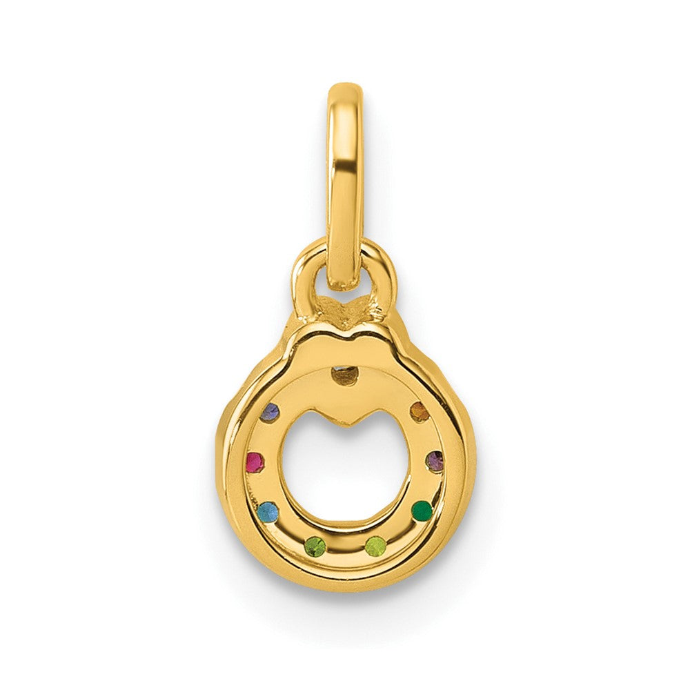 14K Gelbgold Diamant. Herz mit 8 Synthetisch Geburtsstein Mutter Kreis Anhänger