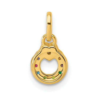 14K Gelbgold Diamant. Herz mit 8 Echt Geburtsstein Mutter Kreis Anhänger