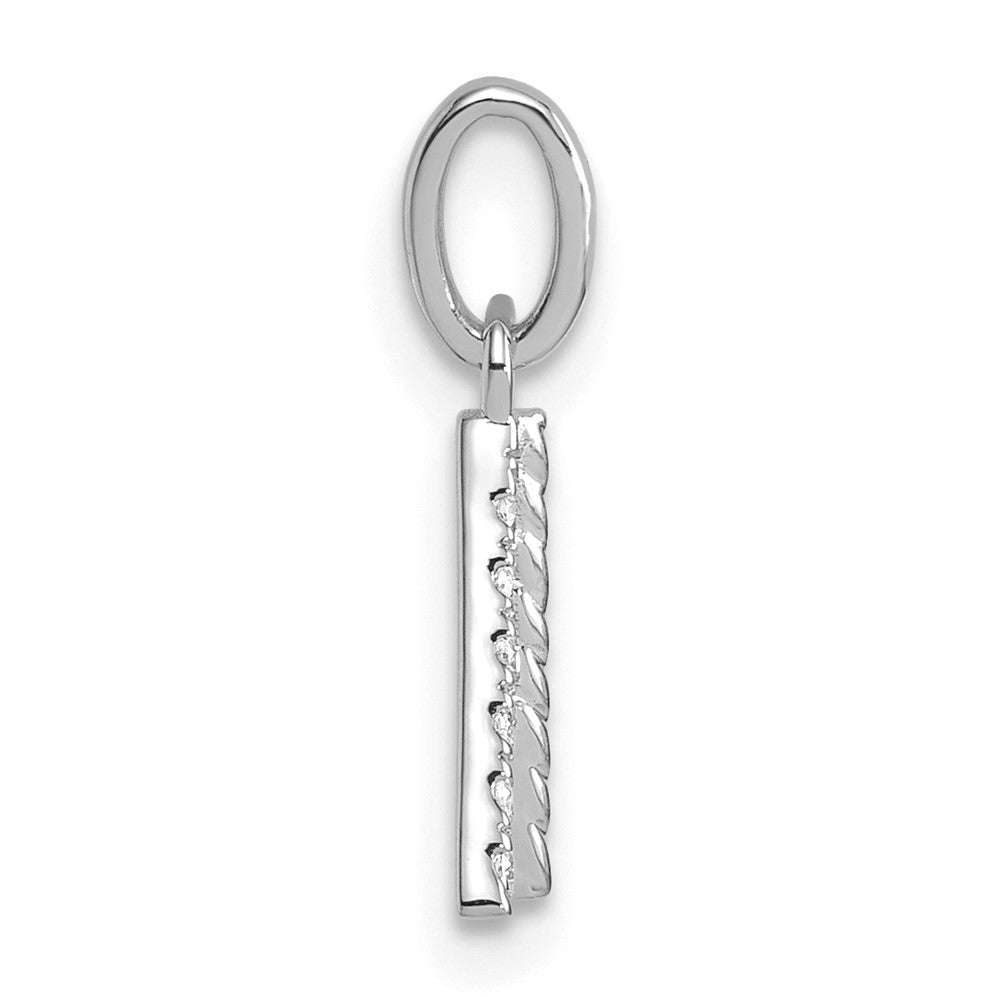 14K Weißgold Gedreht Mit.05 Ct. Diamant Initiale Charm
