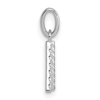 14K Weißgold Gedreht Mit.05 Ct. Diamant Initiale Charm