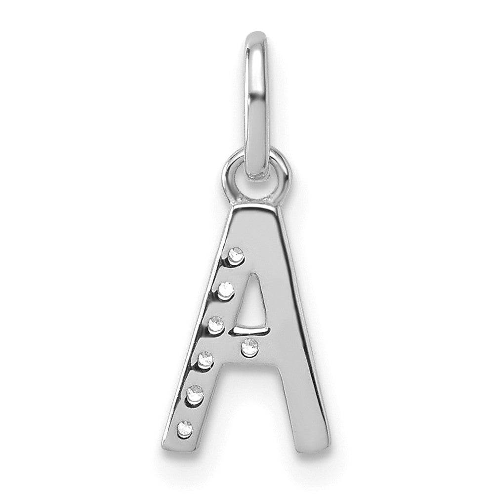 14K Weißgold Gedreht Mit.05 Ct. Diamant Initiale Charm