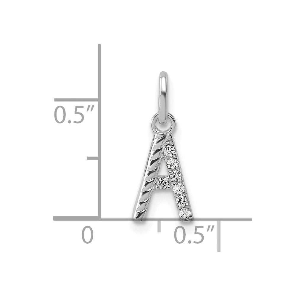 14K Weißgold Gedreht Mit.05 Ct. Diamant Initiale Charm