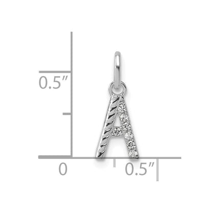 14K Weißgold Gedreht Mit.05 Ct. Diamant Initiale Charm