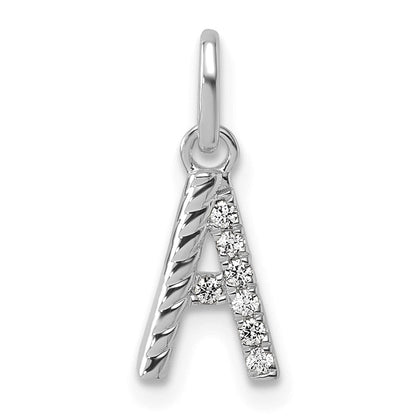 14K Weißgold Gedreht Mit.05 Ct. Diamant Initiale Charm