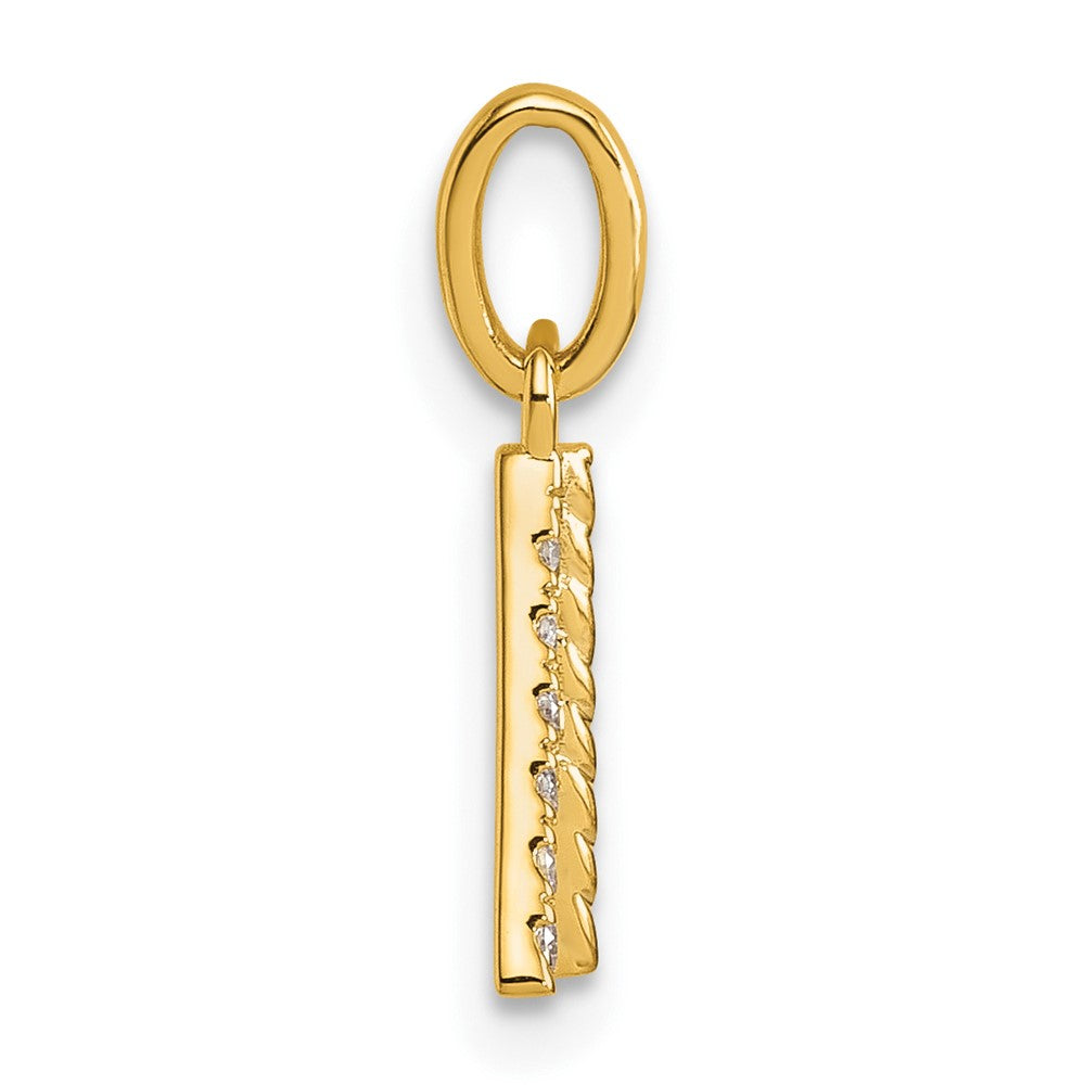 14K Gelbgold Gedreht Mit.05 Ct. Diamant Initiale Charm