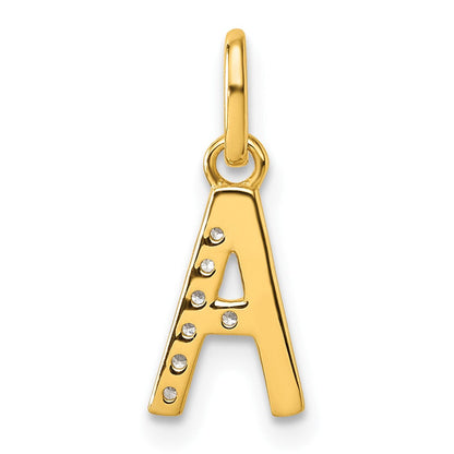 14K Gelbgold Gedreht Mit.05 Ct. Diamant Initiale Charm