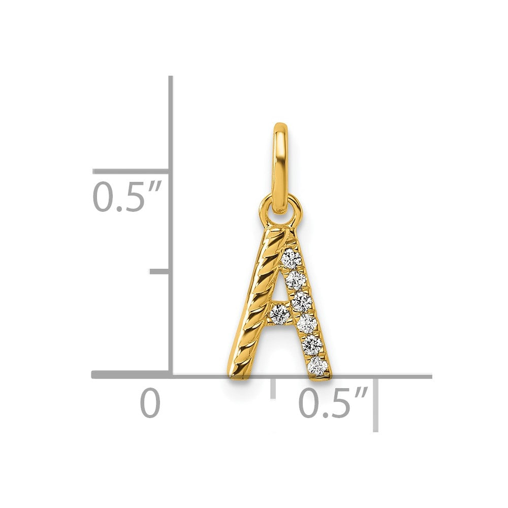 14K Gelbgold Gedreht Mit.05 Ct. Diamant Initiale Charm