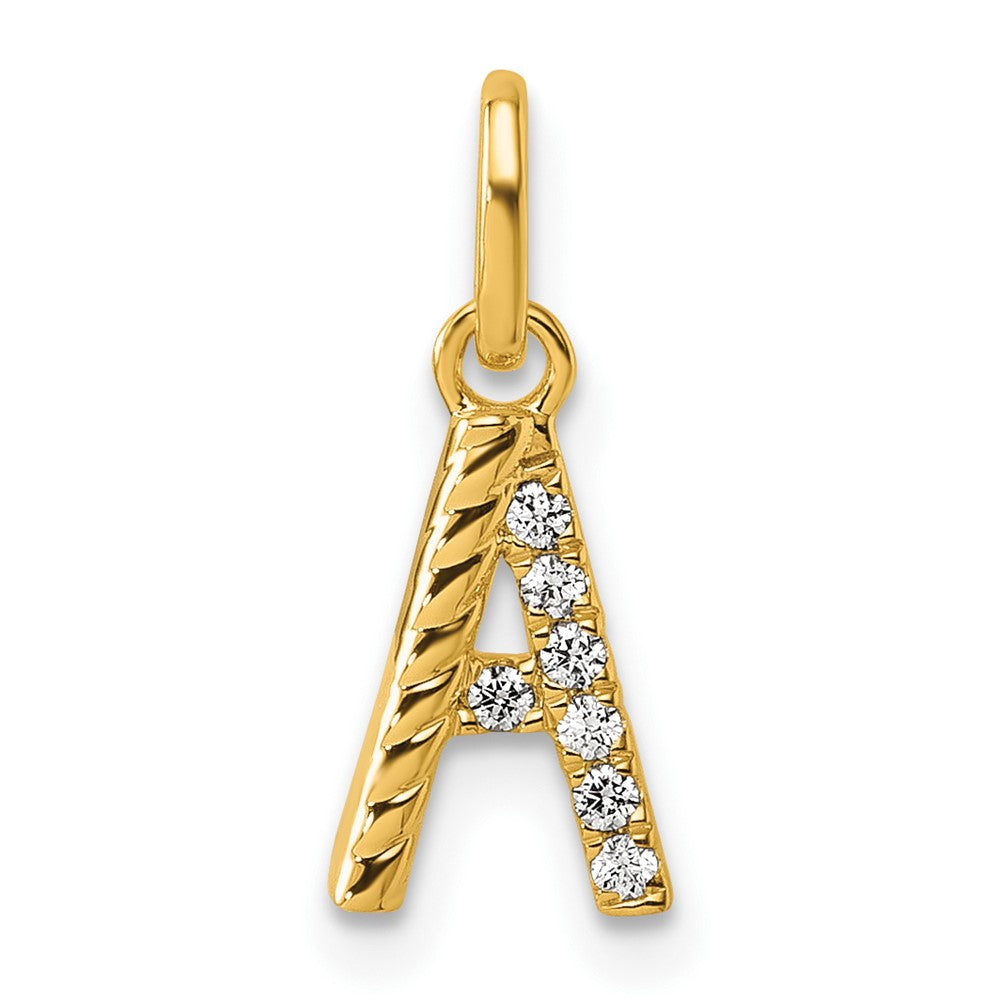 14K Gelbgold Gedreht Mit.05 Ct. Diamant Initiale Charm