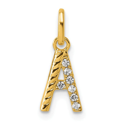 14K Gelbgold Gedreht Mit.05 Ct. Diamant Initiale Charm