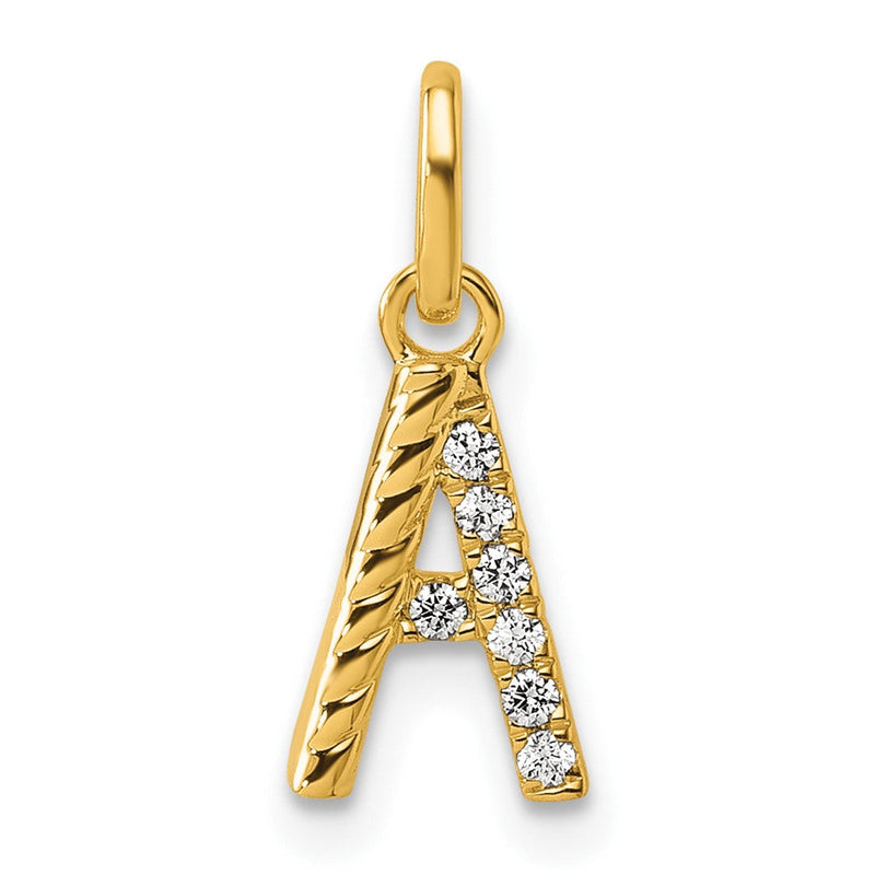14K Gelbgold Gedreht Mit.05 Ct. Diamant Initiale Charm