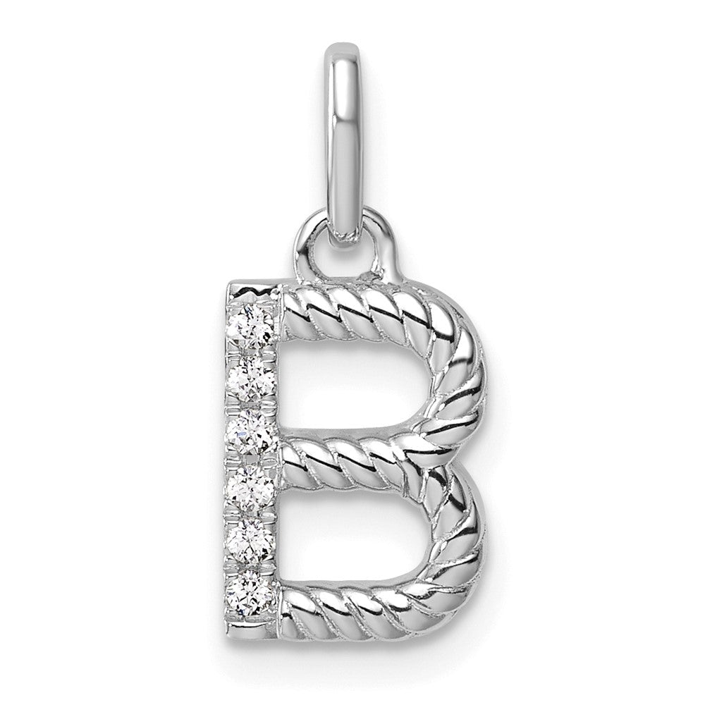 14K Weißgold Gedreht Mit.05 Ct. Diamant Initiale B Charm