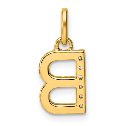 14K Gelbgold Gedreht Mit.05 Ct. Diamant Initiale B Charm
