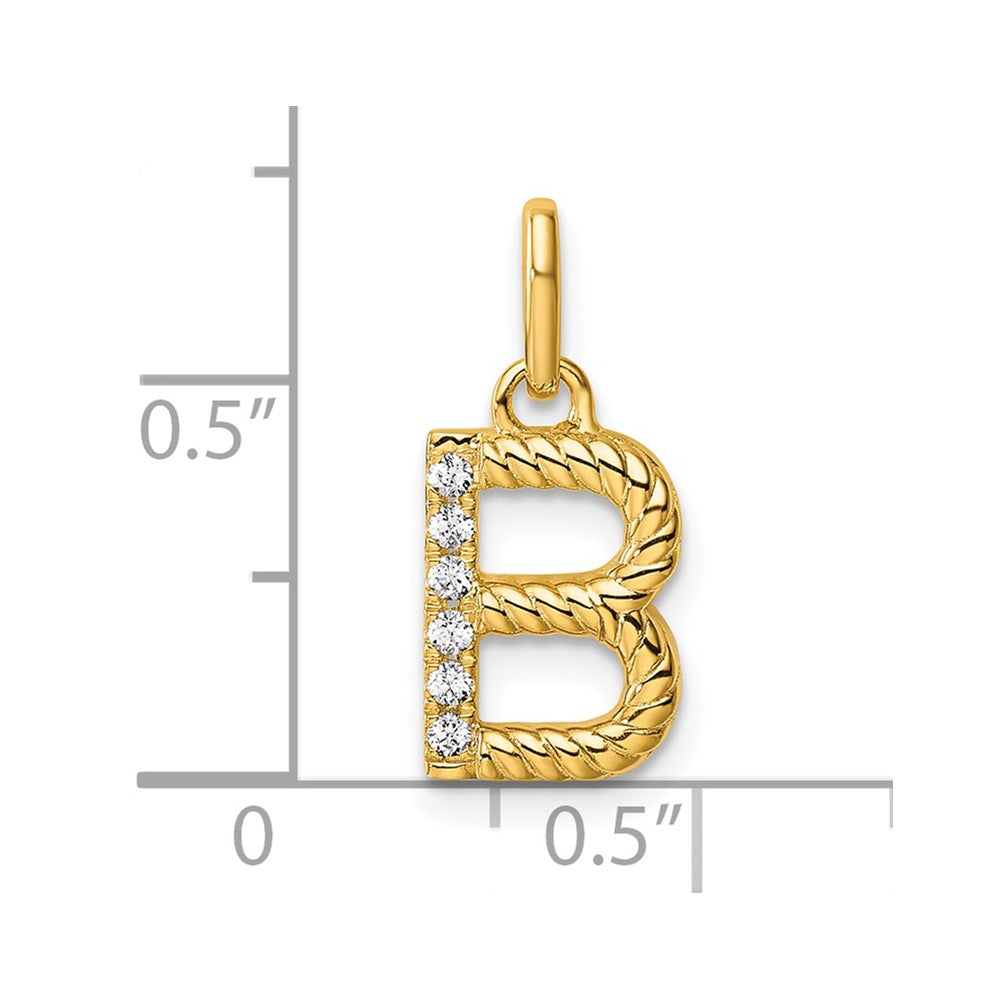 14K Gelbgold Gedreht Mit.05 Ct. Diamant Initiale B Charm
