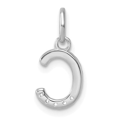 14K Weißgold Gedreht Mit.05 Ct. Diamant Initiale C Charm