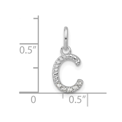 14K Weißgold Gedreht Mit.05 Ct. Diamant Initiale C Charm