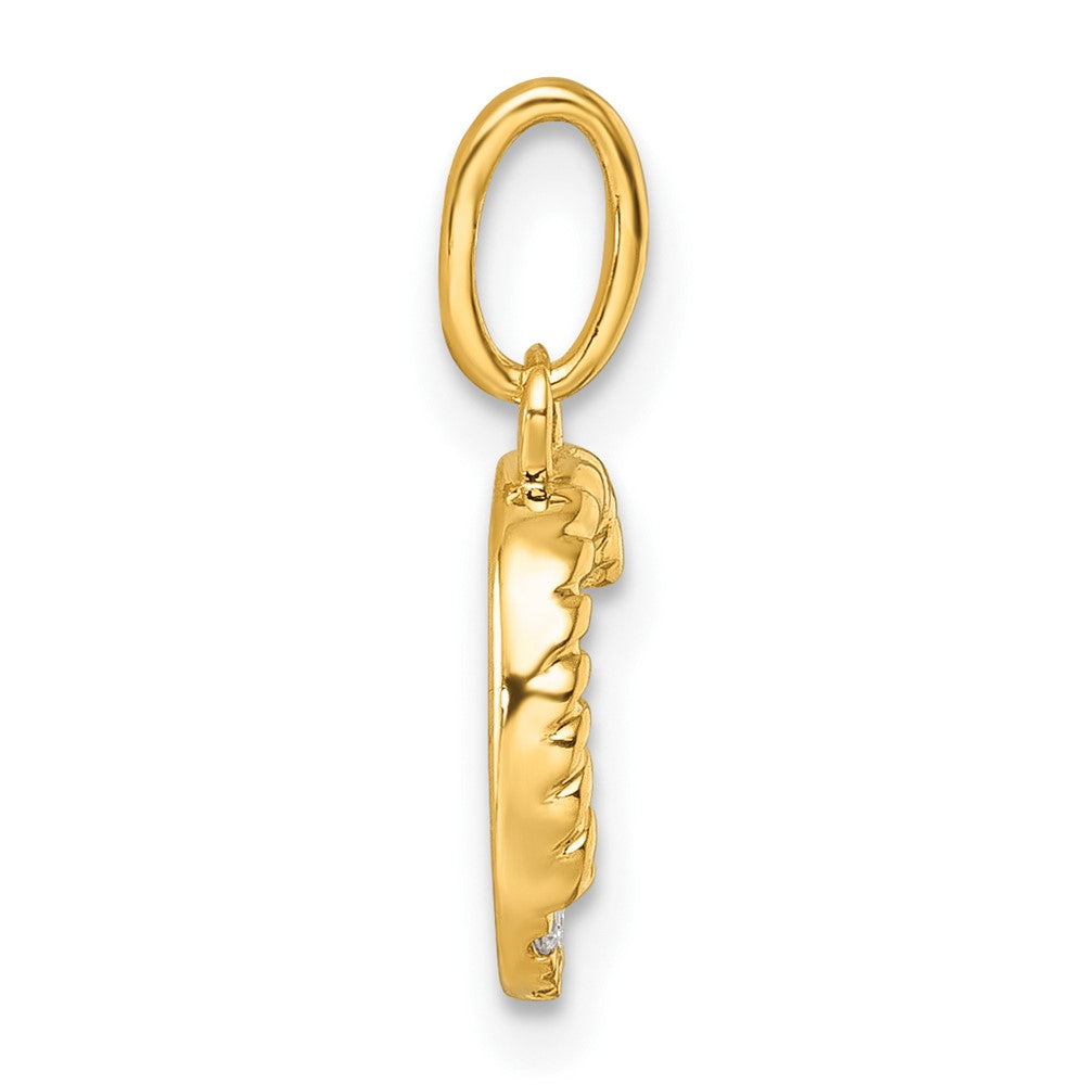 14K Gelbgold Gedreht Mit.05 Ct. Diamant Initiale C Charm