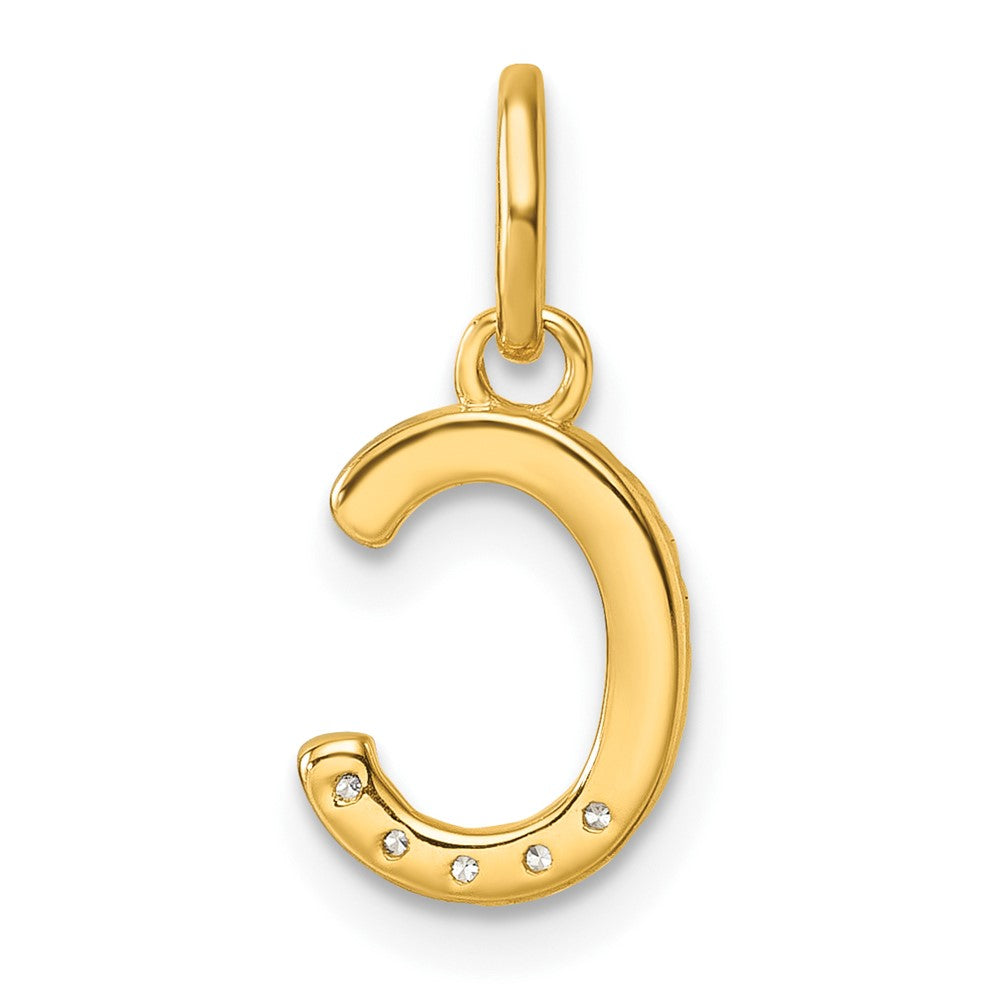 14K Gelbgold Gedreht Mit.05 Ct. Diamant Initiale C Charm
