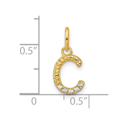 14K Gelbgold Gedreht Mit.05 Ct. Diamant Initiale C Charm