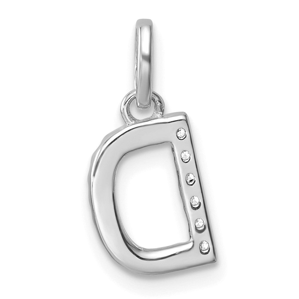 14K Weißgold Gedreht.05 Ct. Diamant Initiale D Charm