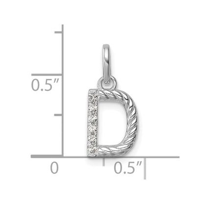 14K Weißgold Gedreht.05 Ct. Diamant Initiale D Charm