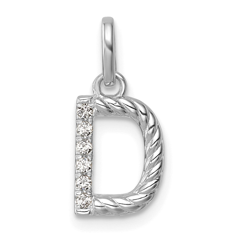 14K Weißgold Gedreht.05 Ct. Diamant Initiale D Charm