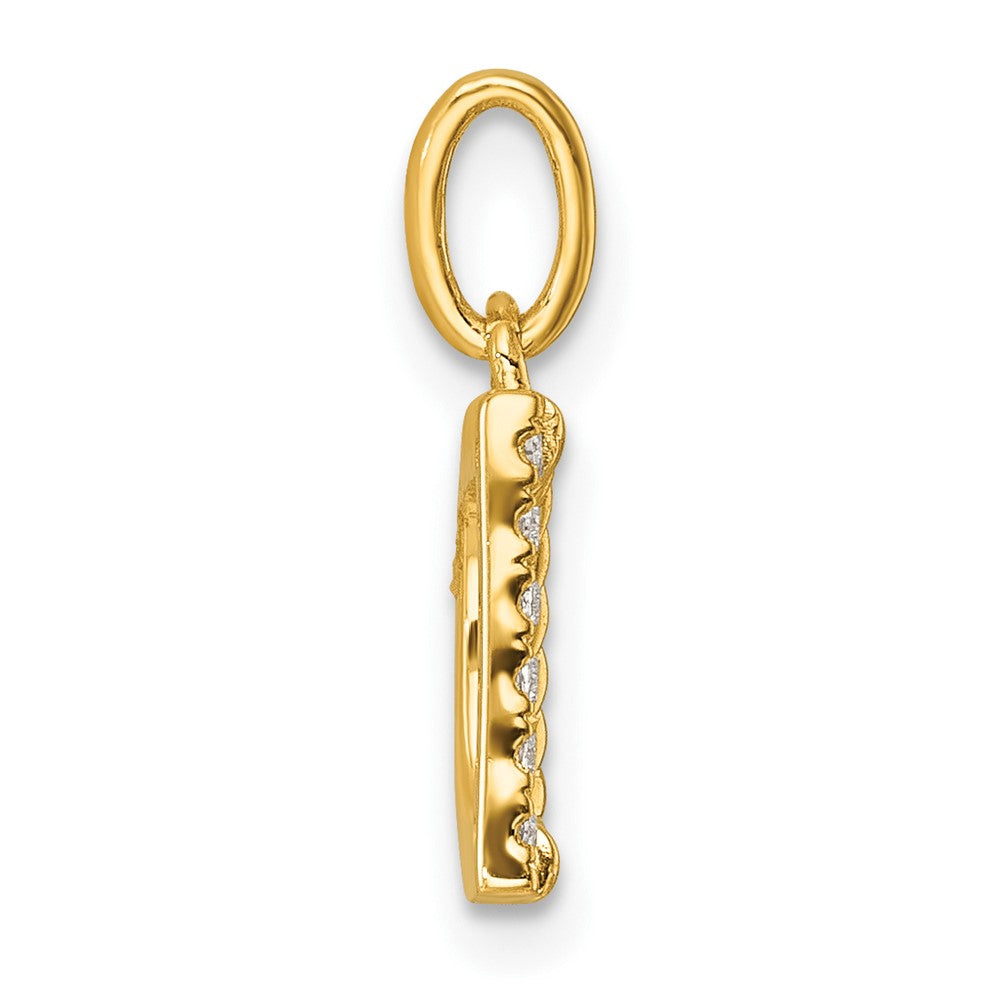 14K Gelbgold Gedreht Mit.05 Ct. Diamant Initiale D Charm