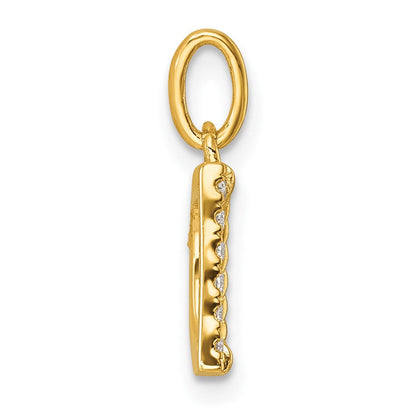 14K Gelbgold Gedreht Mit.05 Ct. Diamant Initiale D Charm