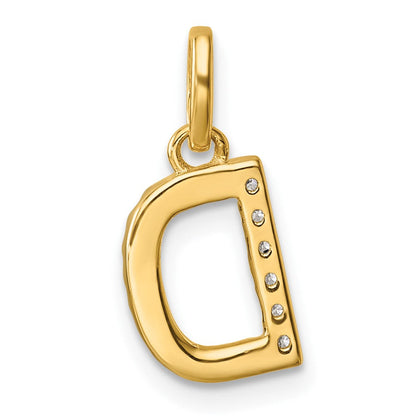 14K Gelbgold Gedreht Mit.05 Ct. Diamant Initiale D Charm