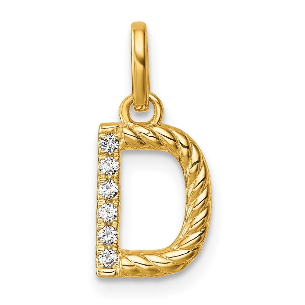 14K Gelbgold Gedreht Mit.05 Ct. Diamant Initiale D Charm