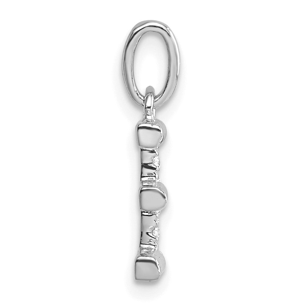 14K Weißgold Gedreht.05 Ct. Diamant Initiale E Charm