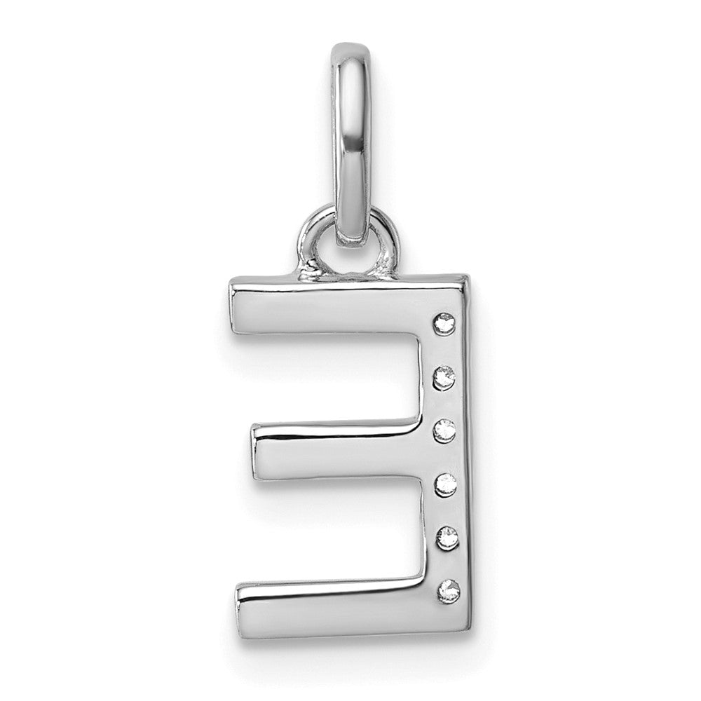 14K Weißgold Gedreht.05 Ct. Diamant Initiale E Charm