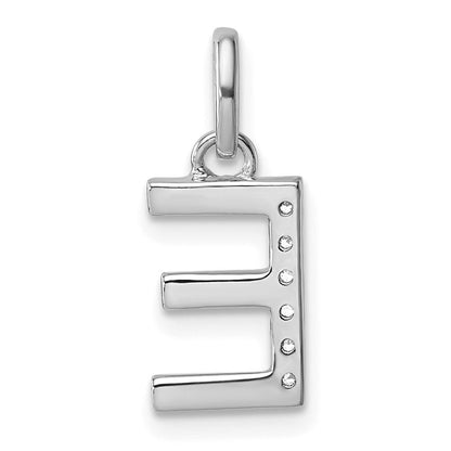 14K Weißgold Gedreht.05 Ct. Diamant Initiale E Charm