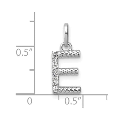 14K Weißgold Gedreht.05 Ct. Diamant Initiale E Charm