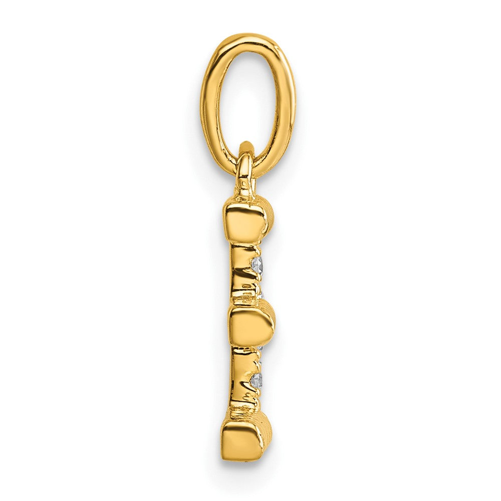 14K Gelbgold Gedreht Mit.05 Ct. Diamant Initiale E Charm