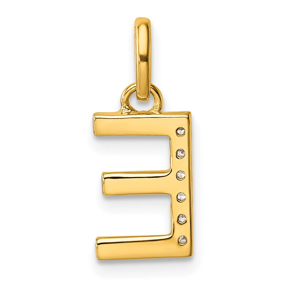 14K Gelbgold Gedreht Mit.05 Ct. Diamant Initiale E Charm