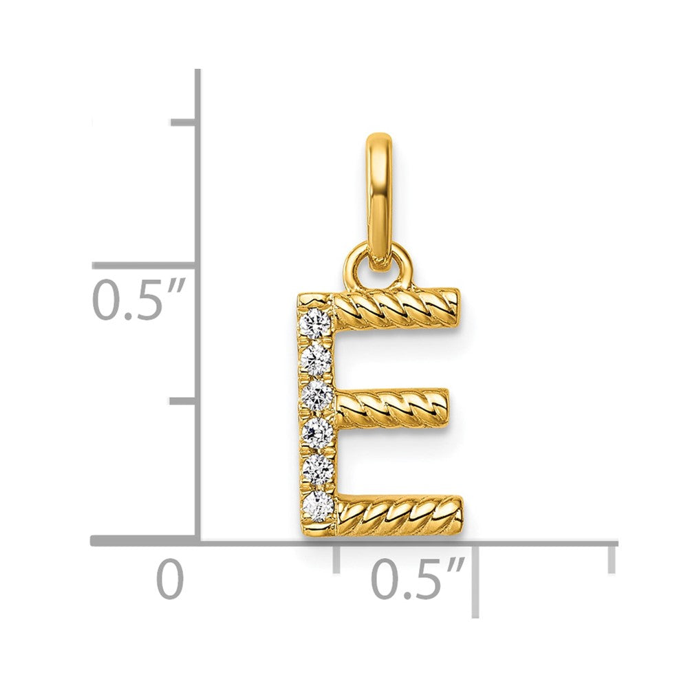 14K Gelbgold Gedreht Mit.05 Ct. Diamant Initiale E Charm